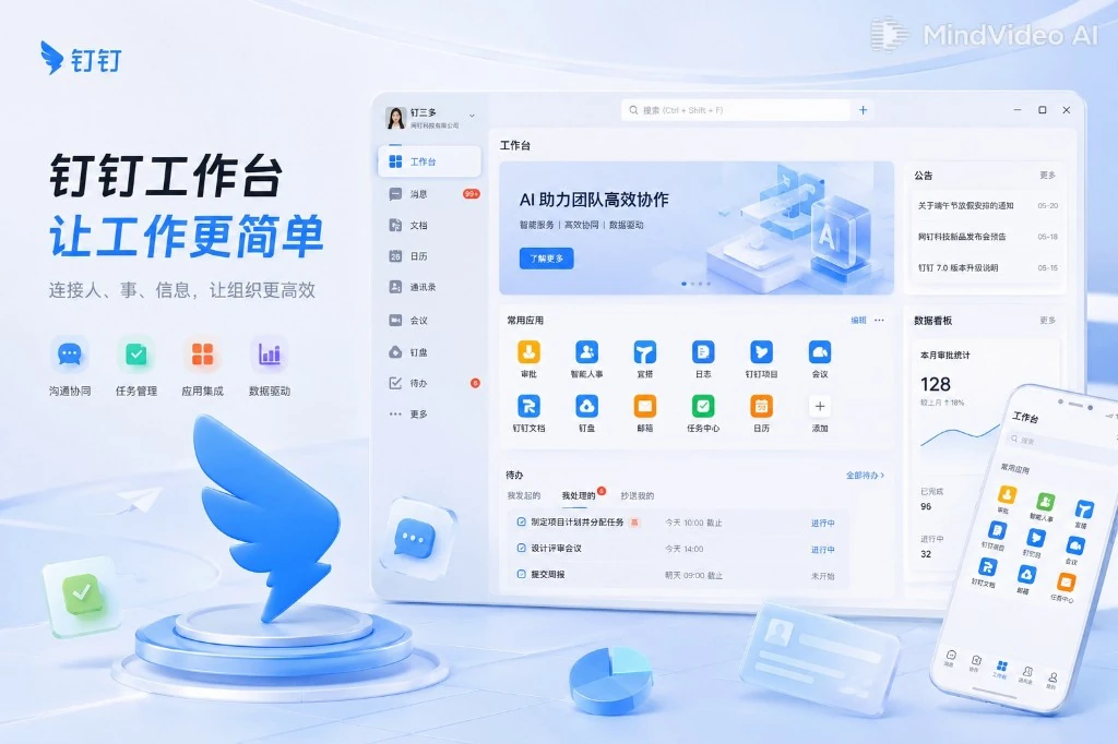 钉钉电脑版操作界面与协作功能展示